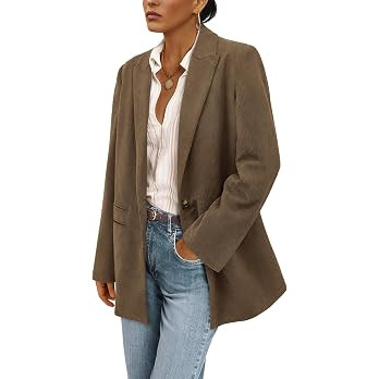 PRETTYGARDEN Women's Winter Corduroy Blazers Jackets | Comfy Ribbed, Long Sleeve Lapel, Button Po... | Amazon (US)