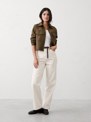 Vegan Suede Cropped Jacket | Banana Republic Factory