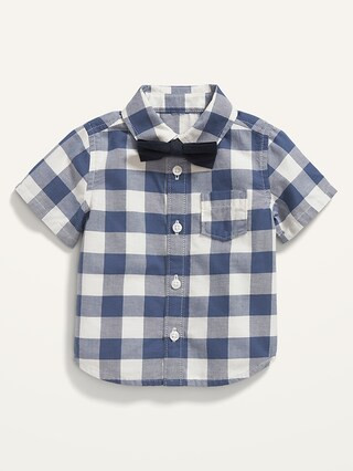 Short-Sleeve Gingham Pocket Shirt & Bow-Tie Set for Baby | Old Navy (CA)