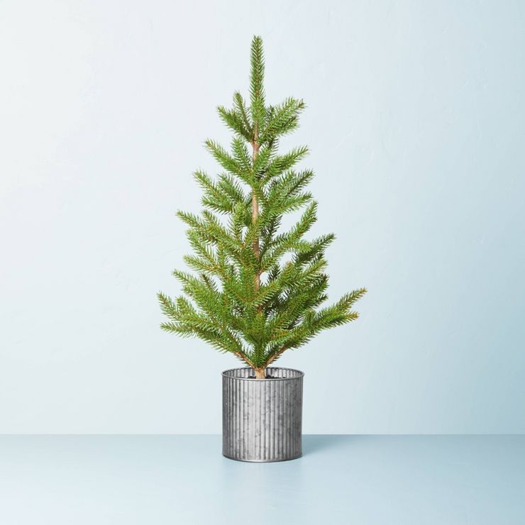 Faux Pine Tree in Galvanized Metal Porch Pot - Hearth & Hand™ with Magnolia | Target