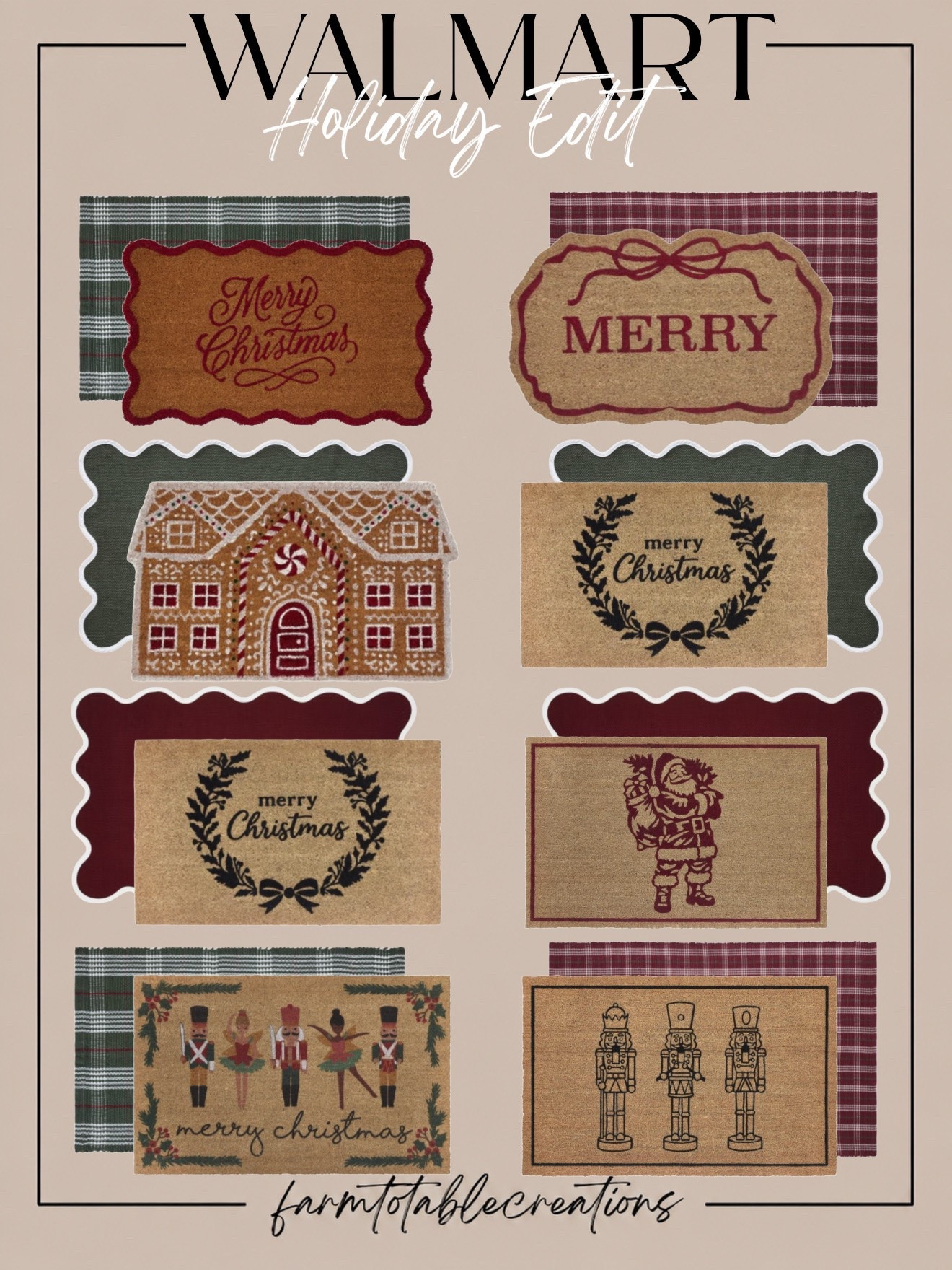 Walmart Christmas Doormat Combos 🎄 The easiest way to give your front porch an instant Christmas refresh! I found so many cute Walmart doormats and layered rug combos—from classic plaid and scalloped styles to gingerbread, Santa and nutcracker designs. Such a fun way to mix and match for the holidays!

#WalmartChristmas #ChristmasDoormat #ChristmasDoormatCombo #ChristmasPorchDecor #ChristmasFrontPorch #HolidayDoormat #LayeredDoormat #ChristmasOutdoorDecor #WalmartHome #WalmartHolidayFinds

#LTKSeasonal #LTKSaleAlert #LTKHome