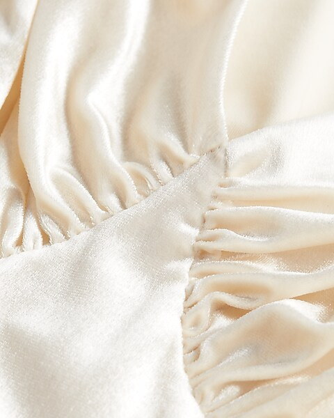 Velvet Ruched Cami Thong Bodysuit | Express