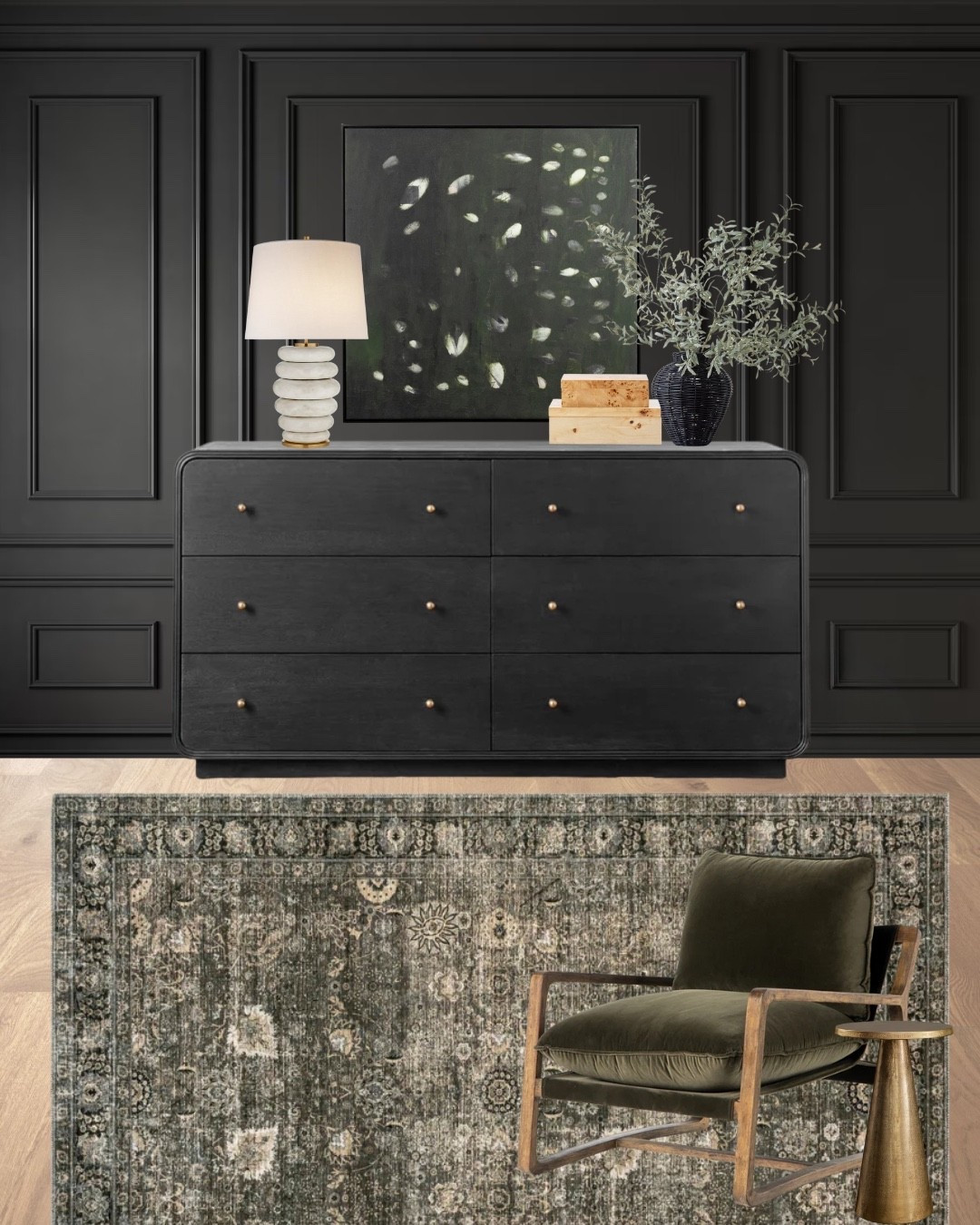 I love this wall art for above a dresser or console table - I would pair it with moody, dark furniture and a pop of green, like this accent chair! 

Bed, bedroom, bedroom decor, bedroom dresser, bedroom furniture, lamp, table lamps bedroom area rug, rug, green rug, accent chair, abstract wall art, home decor, bedroom decor, moody bedroom, bedroom design, bedroom dresser decor, styling bedroom dresser, Wayfair, McGee and co, pottery barn 

#LTKStyleTip #LTKSeasonal #LTKHome