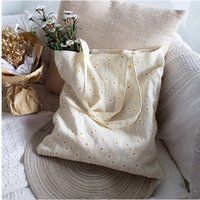 Ecla Studio Daisy Flower Textured Canvas Medium Shoulder Tote Bag, Shopping Hand Bag | Travel Birthd | Etsy (US)