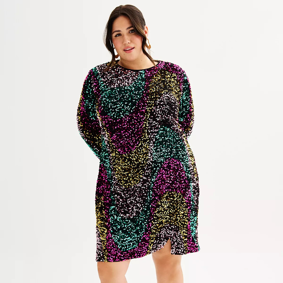 Plus Size INTEMPO Sequin Long Sleeve Dress | Kohl's