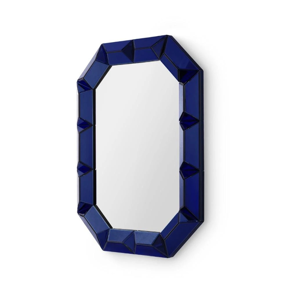Villa & House Romano Hollywood Regency Blue Frame Mirror | Kathy Kuo Home