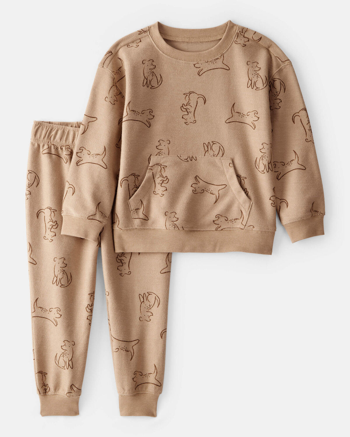 Toddler Boy Dog French Terry Long-Sleeve Tee & Pant Set - Brown | Carter's Inc