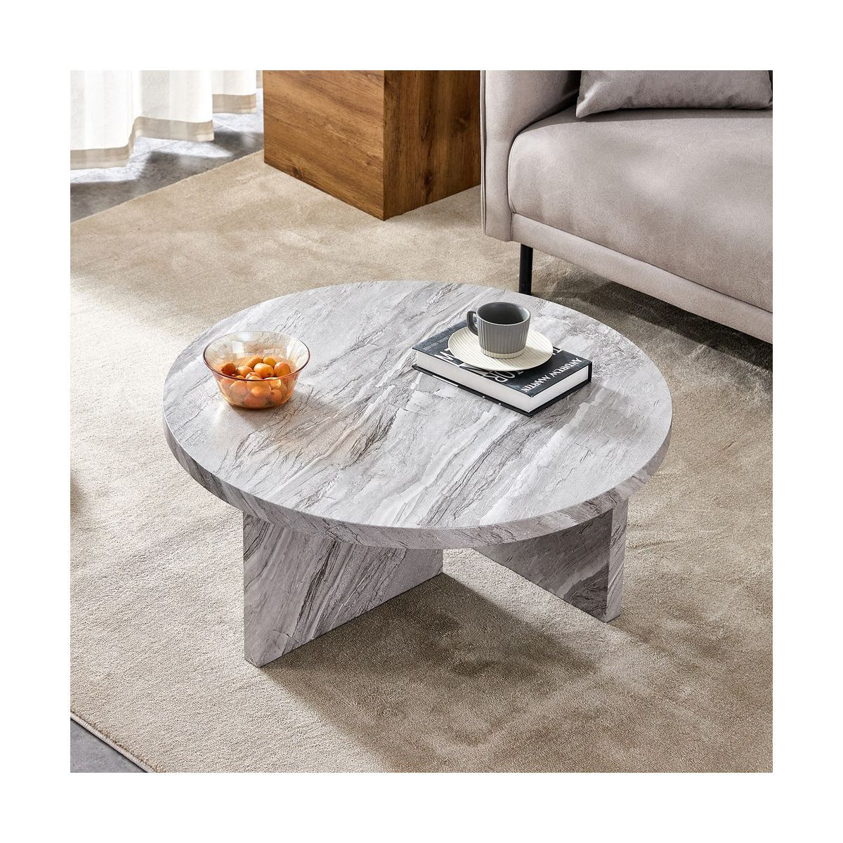 31.4-Inch Round Coffee Table, Modern Aesthetic Circle Coffee Table, Sturdy Leg Support, Easy Asse... | Target