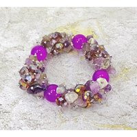 Purple Beaded Stretch Bracelet Created With A Beautful Mix Of Amethyst Stone Chips & Purple Glass Beads. Stone Bracelet | Etsy (US)