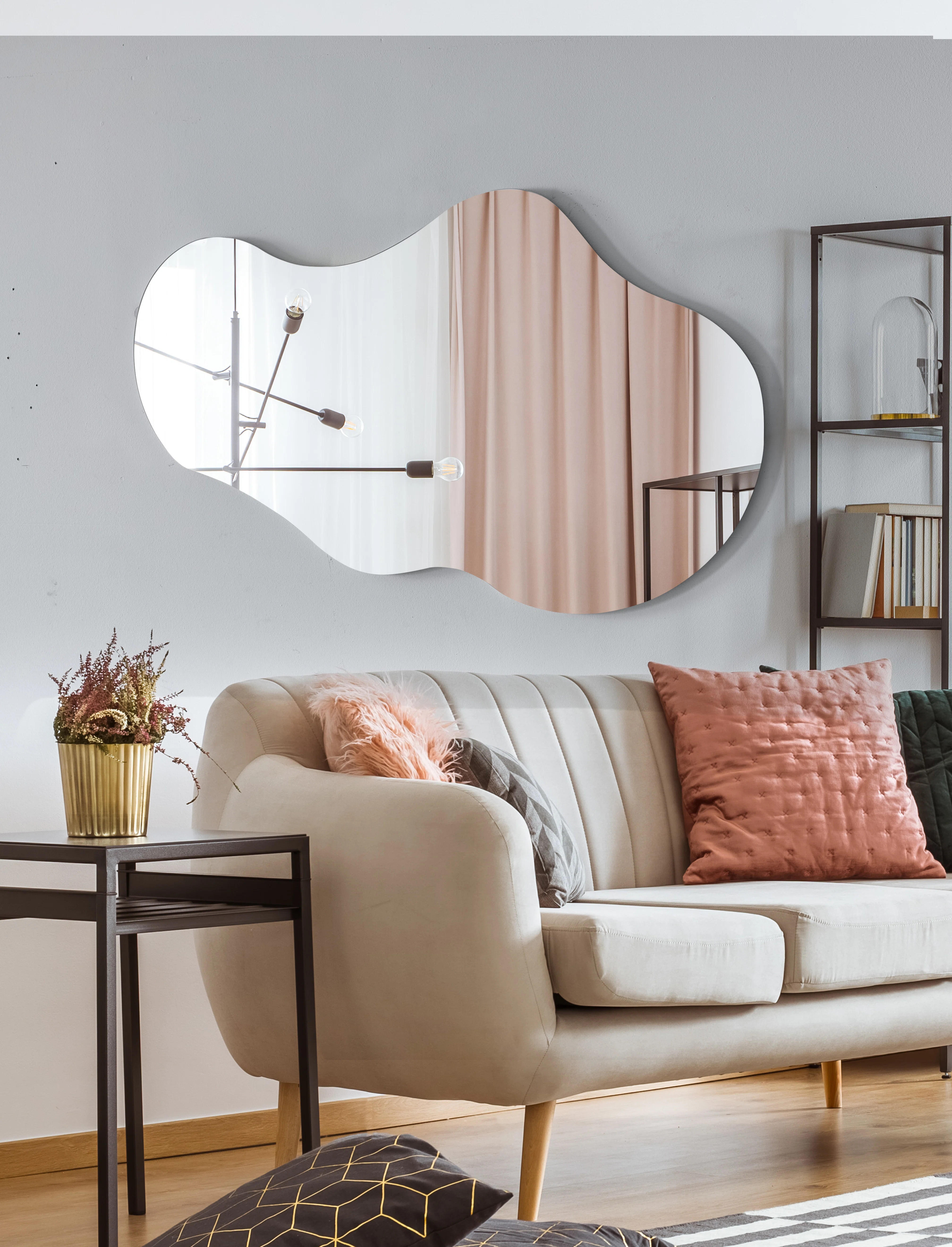 Orren Ellis Asymmetrical Mirror, Decorative Irregular Mirror, Frameless Cloud Mirror & Reviews | ... | Wayfair North America