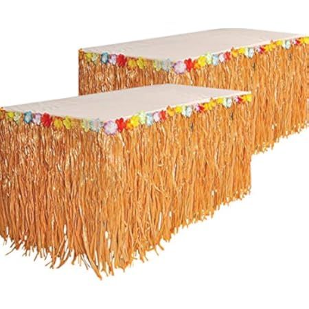 Hawaiian Tropical Party Decorations with 9ft Hawaiian Luau Grass Table Skirt Palm Leaves and Hibiscu | Amazon (US)