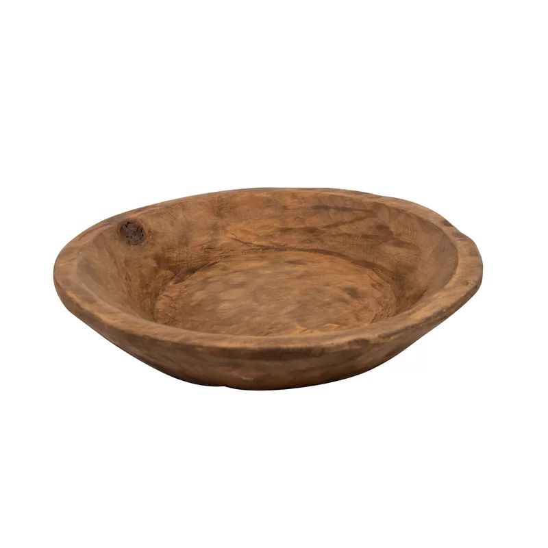 Painted Round Rustic Wooden Dough Decorative Bowl | Wayfair Professional