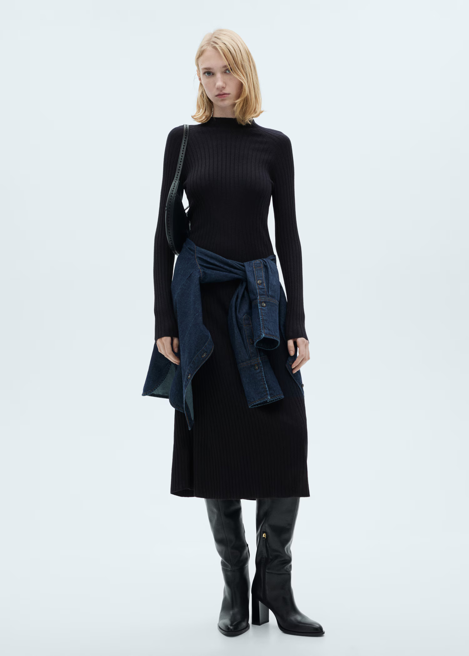 Flared knit dress with perkins collar - Women | MANGO USA | Mango (US/MX/AU)