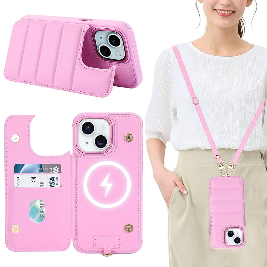 Crossbody Flip Case for iPhone 13/iPhone 14, Soft Puffy Quilted PU Leather Puffer Phone Cover wit... | Amazon (US)