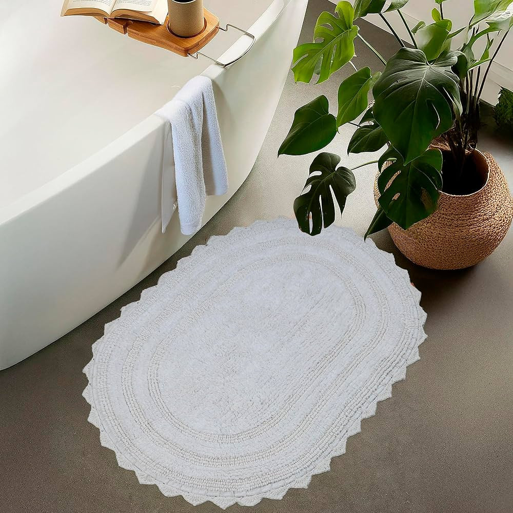 Royal Blaze Crochet Reversible Bath Mat Runner 100% Cotton Bathroom Rug Runner, Small Plus Oval 2... | Amazon (US)