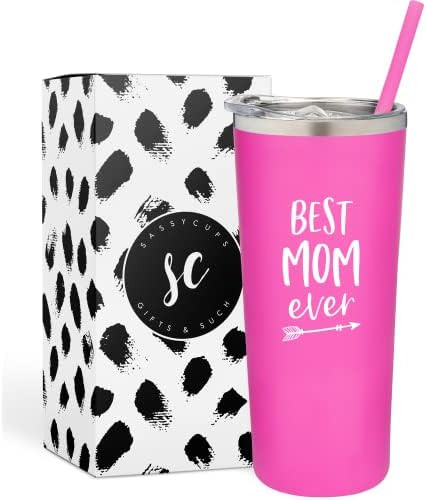 SassyCups Best Mom Ever Tumbler | Engraved Stainless Steel Tumbler with Slide Close Lid and Straw... | Amazon (US)