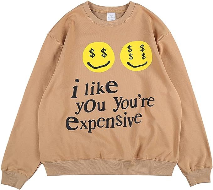 CPFM I Like You You're Espensive Sweatshirt Letter Print Hip Hop Crew Neck Hoodie For Men And Wom... | Amazon (US)