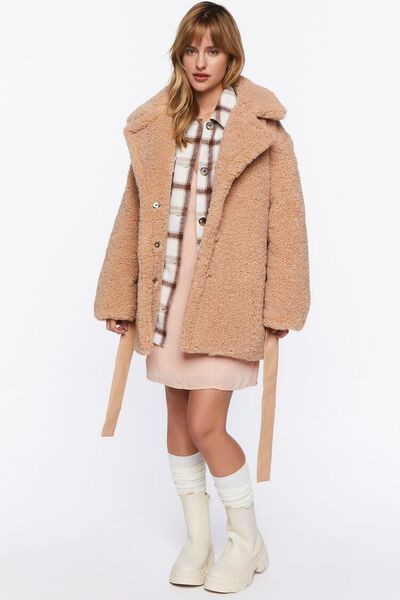 Faux Shearling Wrap Teddy Coat | Forever 21 | Forever 21 (US)