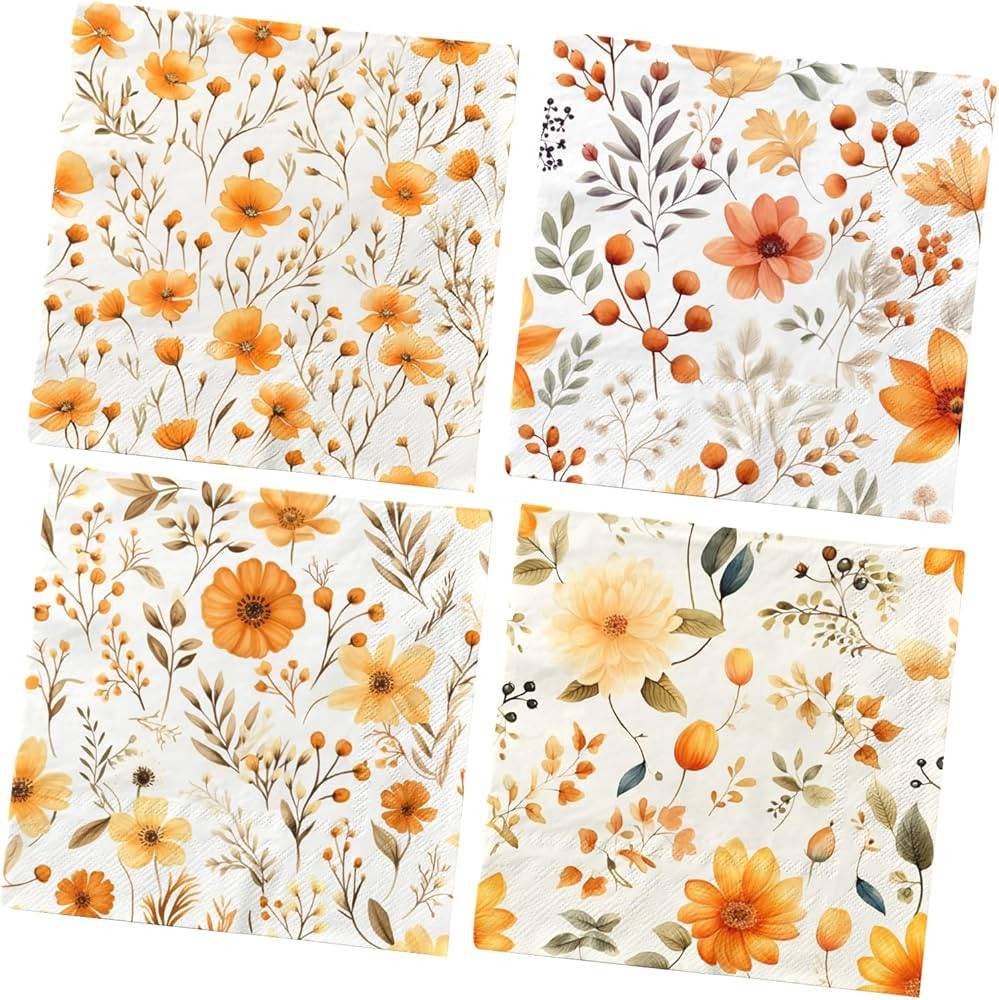 40Pcs Fall Napkins,Fall Baby Shower Decorations Autumn Harvest Party Napkins Maple Leaf Flower Th... | Amazon (US)