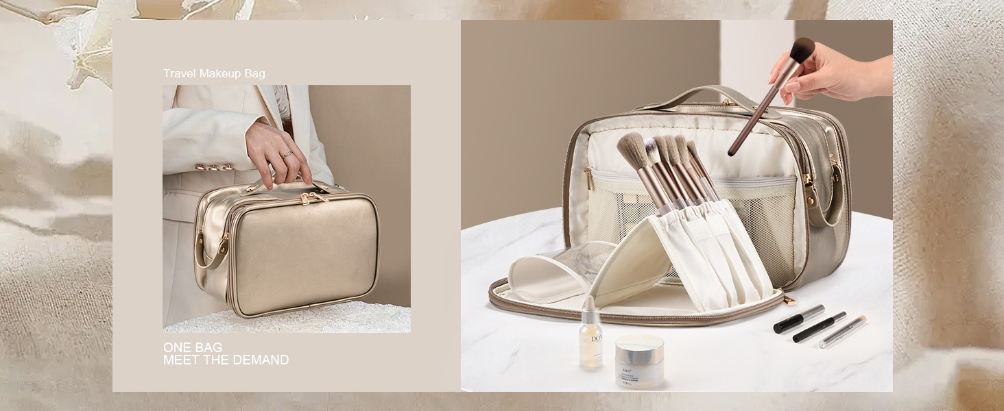 Travel Makeup Bag Women's Large Capacity Cosmetic Portable Organizer Large Opening Waterproof Sto... | Amazon (US)