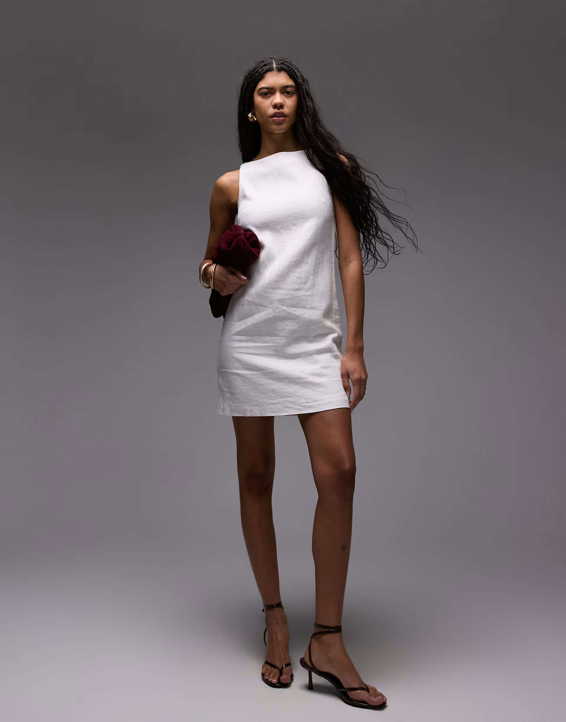 & Other Stories linen mini dress with boat neck in white | ASOS | ASOS (Global)