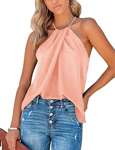 Fanway&EC Sleeveless Tank Top for Women Basic Halter Camisole Sexy Blouses Summer Tops | Amazon (US)