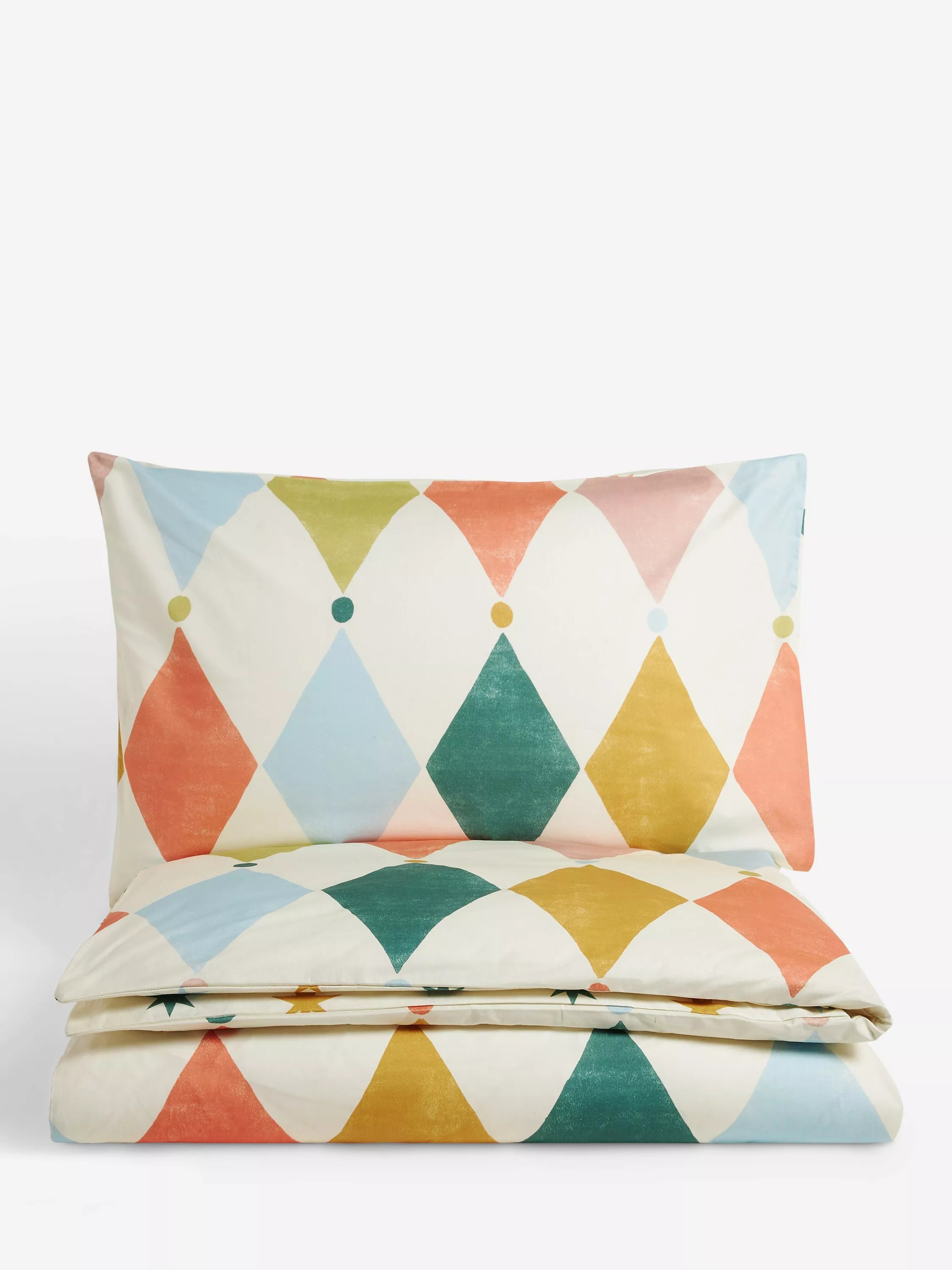 John LewisKids' Carnival Diamond Reversible Pure Cotton Duvet Cover and Pillowcase Set, Multi | John Lewis (UK)