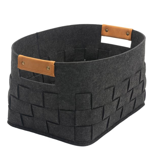 Basketville Medium Woven Felt Basket, Dark Gray, 2 Pack | Walmart (US)