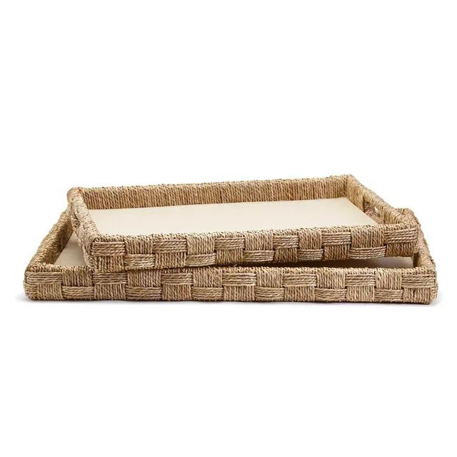 Set Of 2 Hand-Crafted Sea Grass And Rattan Oversized Decorative Square Trays | Walmart (US)