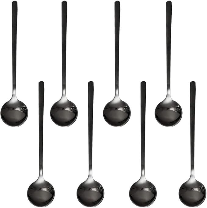 Pack of 8, Black Stainless Steel Espresso Spoons, findTop Mini Teaspoons Set for Coffee Sugar Des... | Amazon (US)