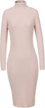 Women's Long Sleeve Winter Turtleneck Sweater Dress Midi Knee Length Sexy Slim Fitted Bodycon Dre... | Amazon (US)