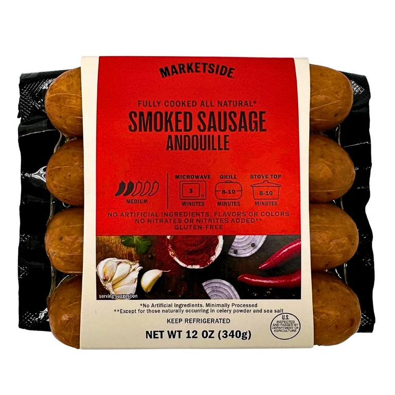 Marketside All Natural Cajun Style Andouille Smoked Pork Sausage, 4 Count, 12 oz Plastic Pack (Re... | Walmart (US)