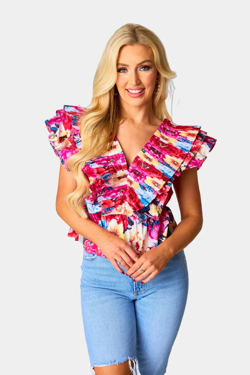 Nia Ruffle Pleated Top - Jubilee | BuddyLove