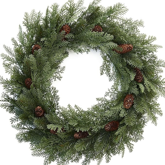 Christmas Wreath - 24 inch Artificial Wreath for Front Door with Pine Cones Needles for Indoor Ou... | Amazon (CA)