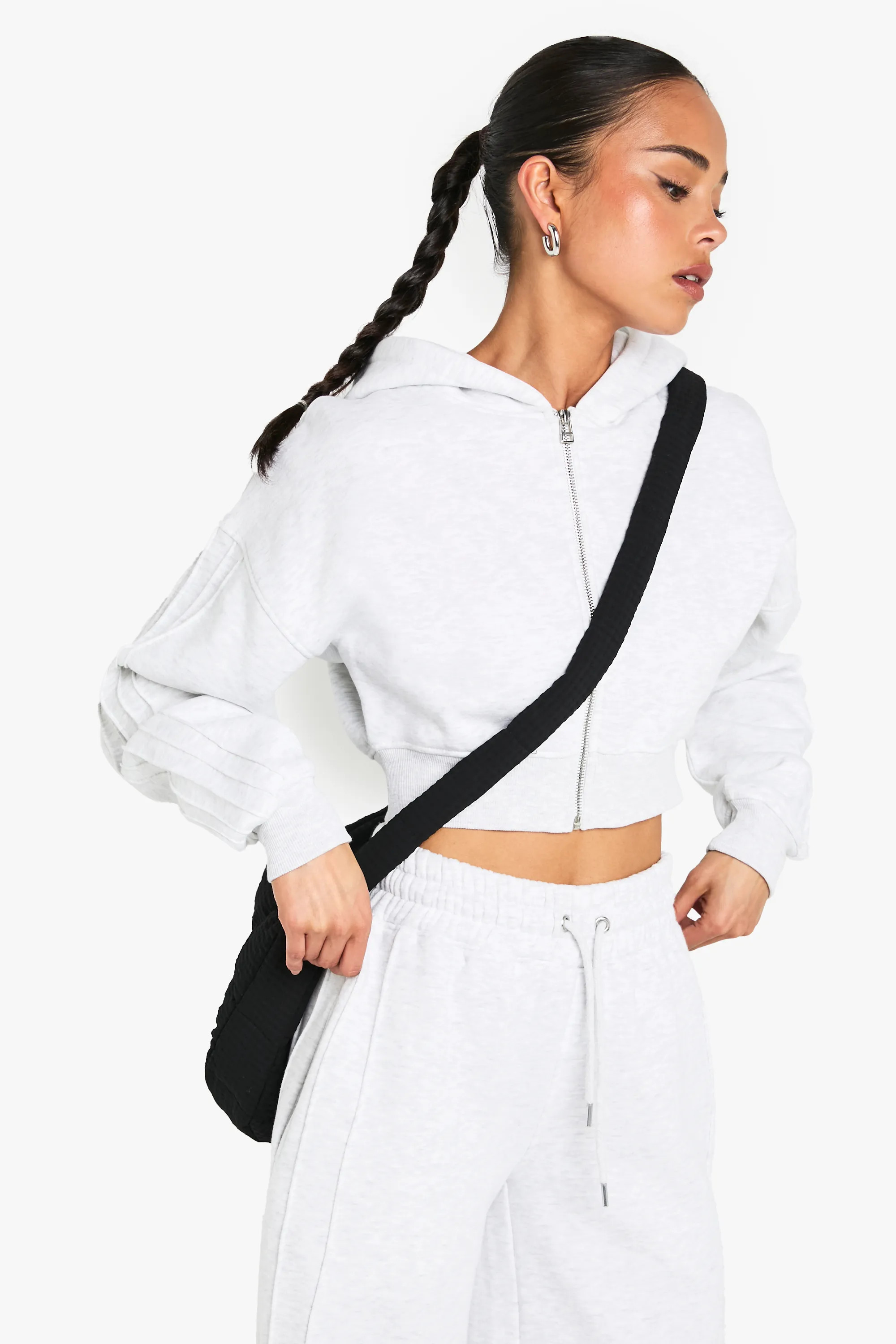 Seam Detail Boxy Crop Zip Through Hoodie | boohoo (US & Canada)