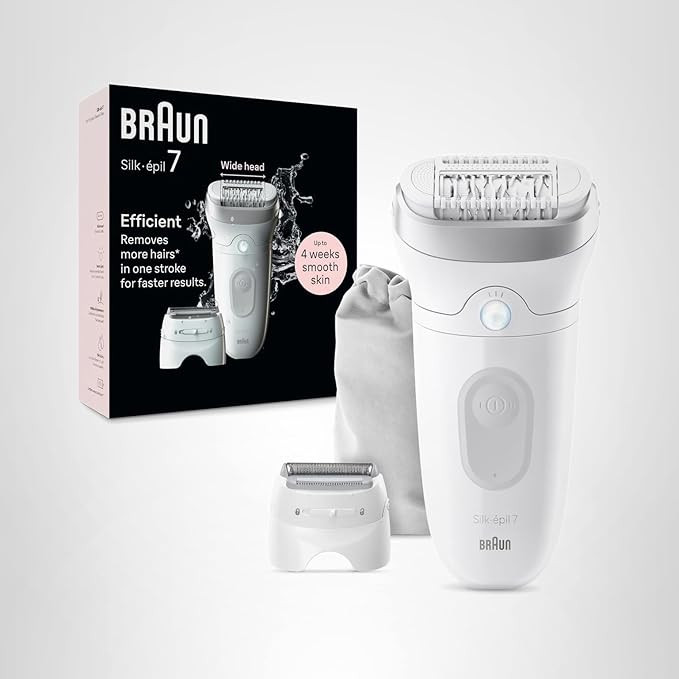 Braun Epilator Silk-épil 7, Hair Removal Device, Women Shaver & Trimmer, Wet and Dry, Wide Head,... | Amazon (US)