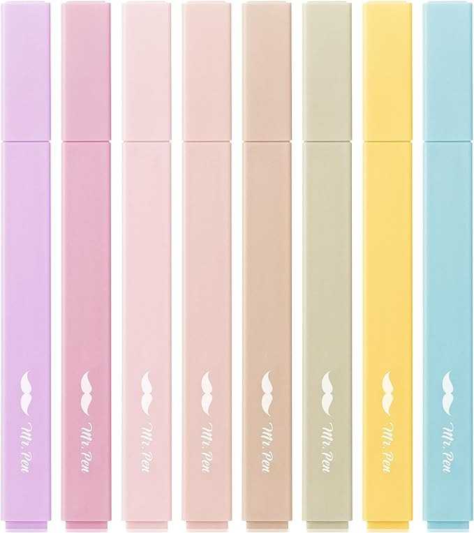 Mr. Pen- Aesthetic Highlighters No Bleed, 8 Pack, Neutral Colors, Chisel Tip, Cute Highlighters A... | Amazon (US)