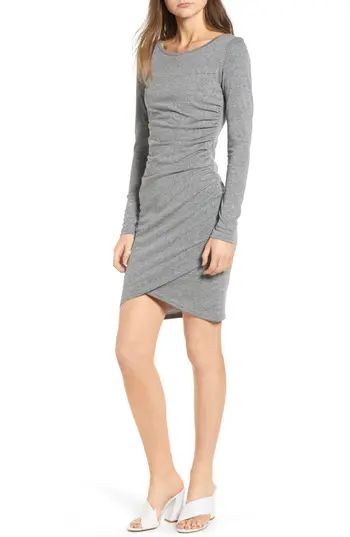 Women's Leith Ruched Long Sleeve Dress, Size X-Small - Grey | Nordstrom