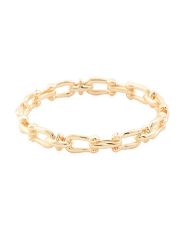 Made In Italy 14k Gold Horsebit U Link Bangle Bracelet | TJ Maxx