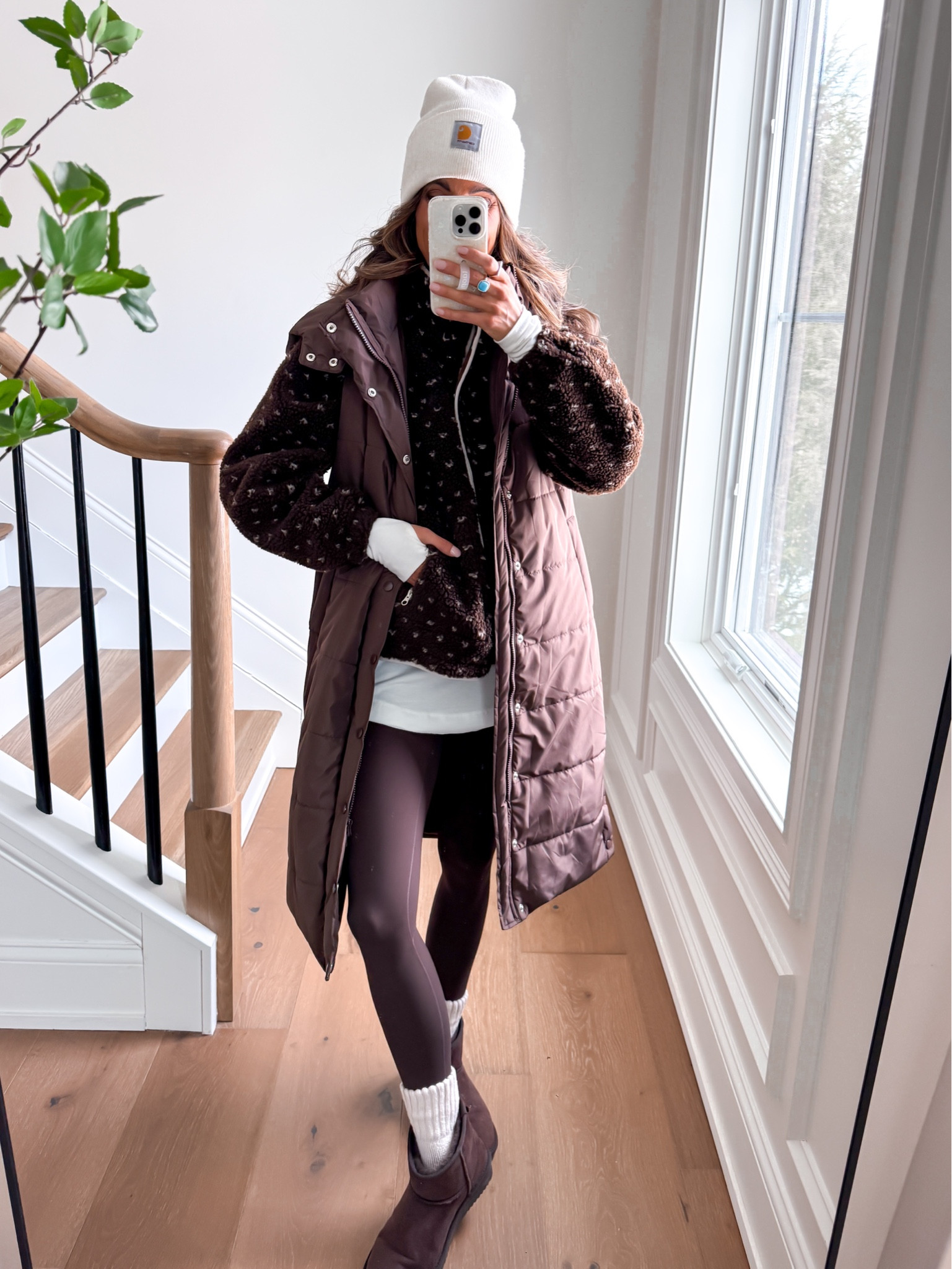 Wearing a small tunic t-shirt snap button fleece and puffer vest 

Cold Weather outfit 

#LTKootd #LTKmomlife #LTKdayinmylife