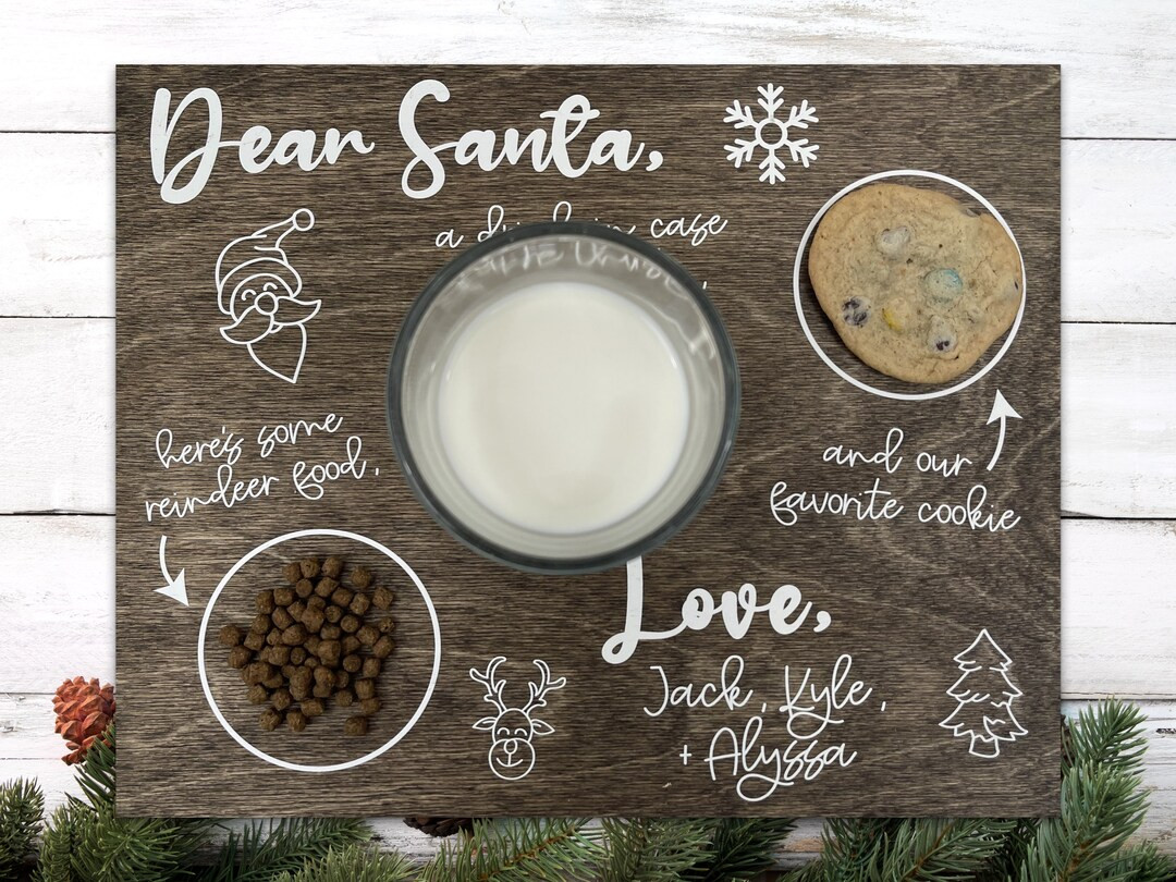 Custom Santa Cookie Plate | Christmas Eve Cookie Tray | Santa Cookie and Milk Platter | Wooden Fa... | Etsy (US)