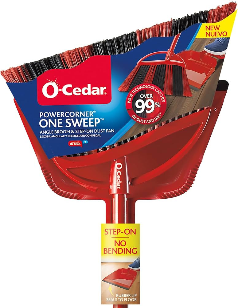 O-Cedar PowerCorner One Sweep Broom with Step-On Dustpan and 3-Piece Handle | Amazon (US)