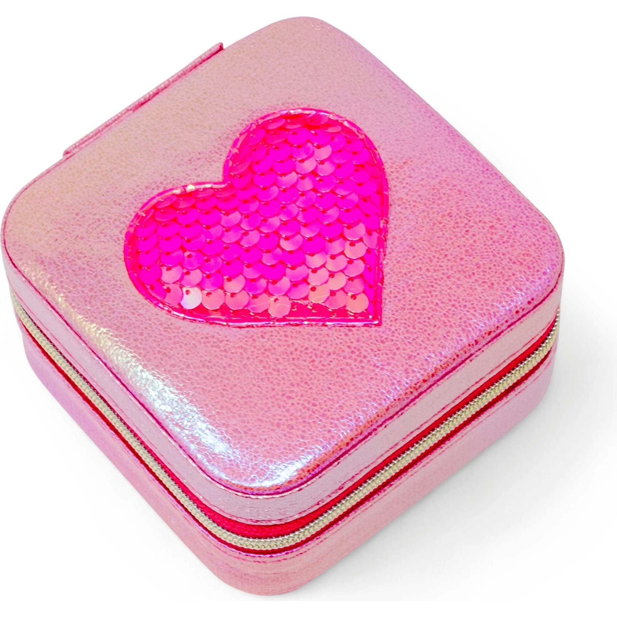 Girl's Sparking Sequin Heart Jewelry Box, Hot Pink | Maisonette