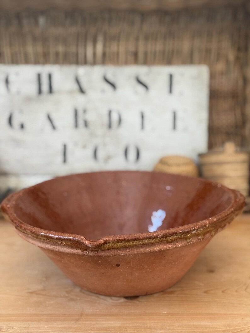 Vintage French Terracotta Mixing Bowl – Rustic Provincial Kitchenware - Etsy | Etsy (US)
