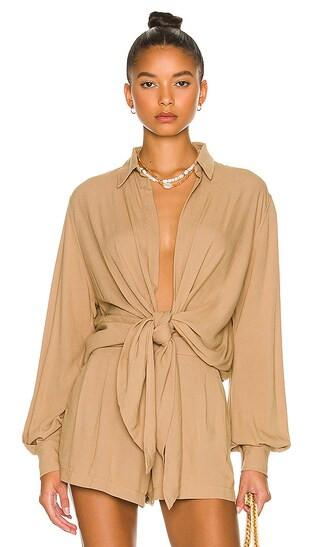 Tilda Tie Top in Mocha | Revolve Clothing (Global)