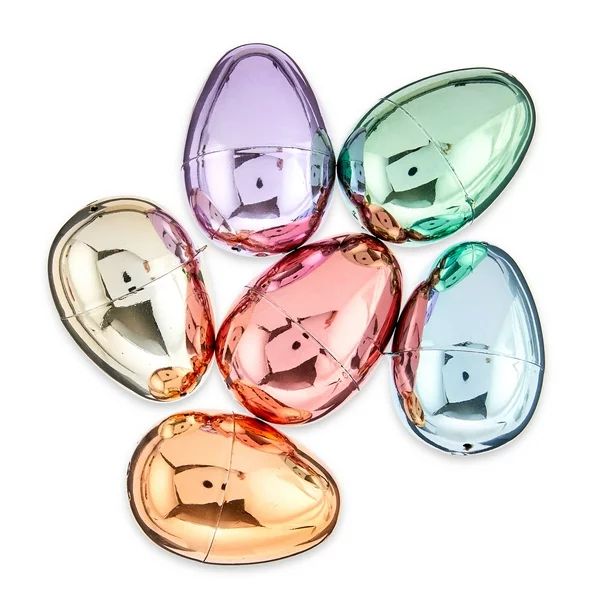 Way to Celebrate Easter 43 MM Shiny Pastel Metallic Plastic Easter Eggs, 12 Count | Walmart (US)