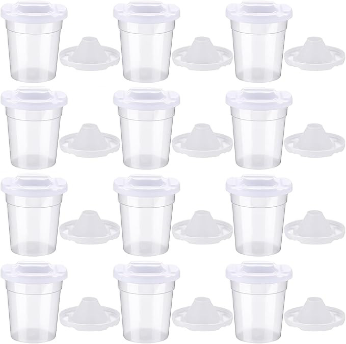 SiliFine 12 Packs No Spill Paint Cups with Lids for Kids Reusable Spill Proof Paint Cups for Clas... | Amazon (US)