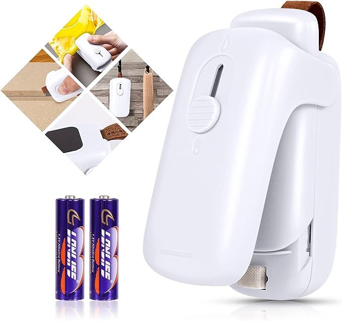 Mini Bag Sealer, ROMSTO Handheld Heat Vacuum Sealer, 2 in 1 Heat Sealer and Cutter with Lanyard, ... | Amazon (US)