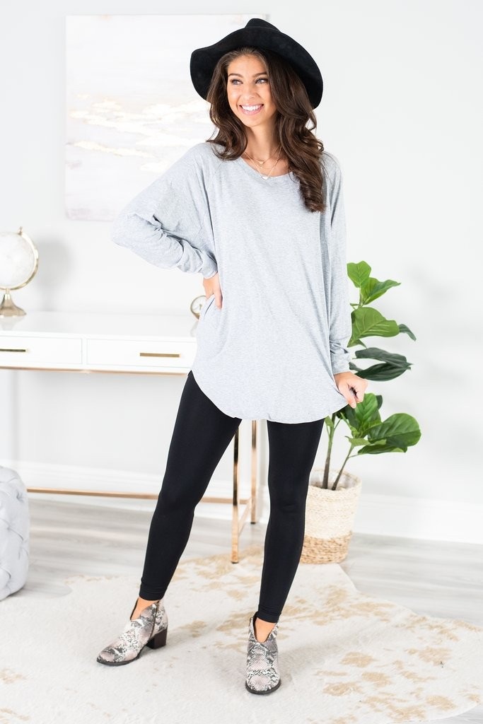 Easy Like Sunday Heather Gray Tunic | The Mint Julep Boutique