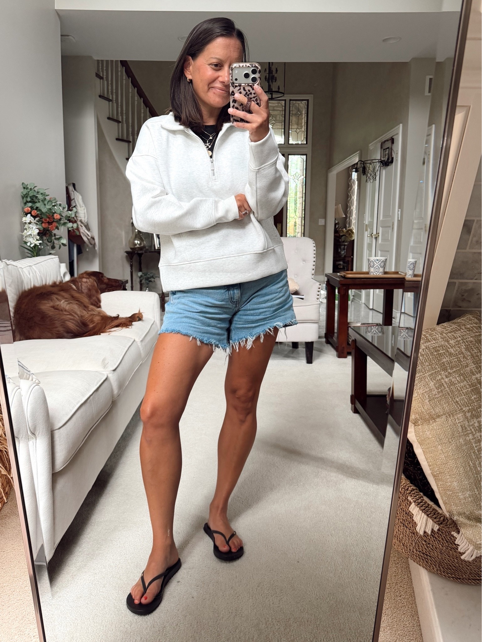 Mom OOTD! Pullover runs true to size but I sized up to a medium for a more relaxed fit.  Shorts run a tad small - I’m wearing a 27. 

@dickssportinggoods #sponsored

#LTKootd #LTKOver40 #LTKmomlife
